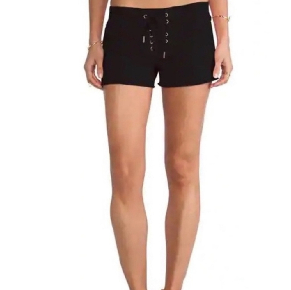 NSF Black Terry Lace Up Shorts